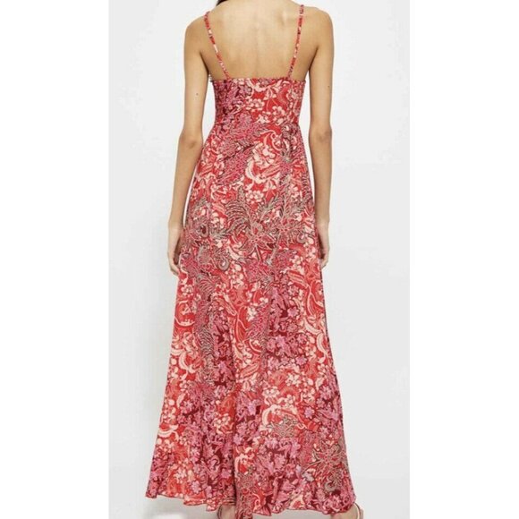 Free People Forever Yours Smocked Slip Dre Red S - Picture 2 of 5